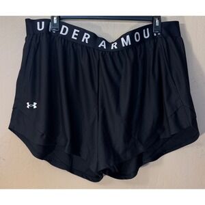 Under Armour Play Up 3.0 Women‎ 3X Black Athletic Shorts 1353764 Loose Fit NEW